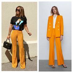 Nwts. Gorgeous Marigold Pants With Front Zipper And Hook Closure. Blogger Favorite. Styled Outfits, Jumpsuit Trousers, Flared Pants, Zara Pants, Flare Pants, Color Orange, Front Zipper, Work Outfit, Pant Jumpsuit