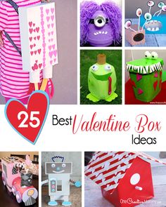 the 25 best valentine box crafts for kids is featured in this postcard collage