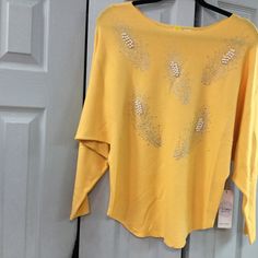 Beautiful Yellow Sweater Bright & Fun, Cheerful ! This Sweater Will Brighten Your Day , Great Addition To Every Wardrobe Yellow Sparkle, Pearl Sweater, Yellow Sweater, Brighten Your Day, Colorful Sweaters, Scoop Neck, Sweaters For Women, Sparkle, Wardrobe