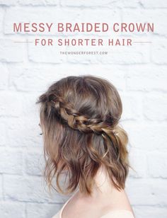 Messy Braided Crown for Shorter Hair Tutorial | Wonder Forest: Design Your Life. Shorter Hair, Fishtail Braid, Short Hair Tutorial, Bad Hair Day, Bad Hair, Pastel Goth