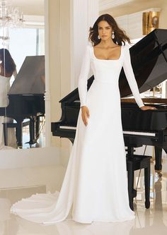 Pronovias Wedding Dress Pronovias: Betsy Elegant Long Sleeve Wedding Dresses, Pronovias Dresses, Pronovias Bridal, Pronovias Wedding Dress, Crepe Wedding Dress, Essense Of Australia, Sleeve Wedding Dress, Classy Wedding, Luxury Bridal