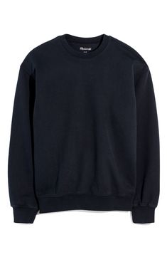 Inspired by vintage styles of the early '90s, this sweatshirt is made from supersoft brushed terry fleece with dropped shoulders and a slightly tapered waist. It's garment-dyed, meaning it gets its color at the fiber stage for a mellow, heathered effect. Crewneck 85% cotton, 15% polyester Machine wash, tumble dry Imported Washed Black Hoodie With Ribbed Cuffs And Crew Neck, Streetwear Washed Black Sweatshirt With Ribbed Cuffs, Soft-washed Fleece Sweatshirt For Streetwear, Winter Washed Black Sweatshirt With Ribbed Cuffs, Washed Black Sweatshirt With Ribbed Cuffs For Winter, Black Washed Crew Neck Sweatshirt, Solid Color Crew Sweatshirt For Streetwear, Basic Relaxed Fit Fleece Sweater, Relaxed Fit Fleece Sweater