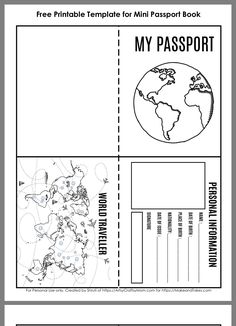 a passport with the world map on it, and an information sheet to help students learn how