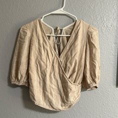 Never Worn, In Euc, See Pics Beige Cotton Top With Smocked Back, Beige Cotton Tops With Smocked Back, Casual Cream Smocked Top For Spring, Casual Neutral Blouse For Brunch, Casual Beige Smocked Top, Casual Beige Blouse With Smocked Back, Casual Cream Top With Smocked Back, Casual Cream Tops With Smocked Back, Brown Linen Tops For Day Out