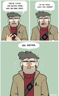 a comic strip with an image of a man wearing glasses