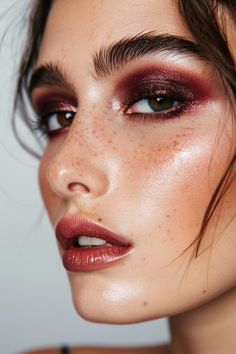 Smokey Eye Makeup Colorful, Makeup For Fair Skin Hazel Eyes, Smokey Eye Fair Skin, Cool Tone Smokey Eye Makeup, Smoky Eye Make Up, Brown And Red Makeup Looks, Bold Makeup Ideas, Terracotta Makeup Looks, Grunge Wedding Aesthetic