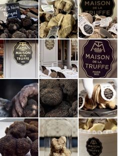 many different types of food are shown in this collage with the words maison de la truffe