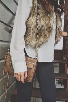 #fall #fashion / faux fur Vest Outfit, Outfit Trends, Alternative Rock, Soft Grunge, Fur Vest, Audrey Hepburn, Winter Looks, Fall Winter Outfits