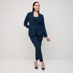 Feeling vibrant? This women's blue suit jacket emits a touch more energy than its navy sister. Designed for women, it is as flattering as it is bold. You will stand out in our blue blazer and be confident in many special moments. Blue Blazer With Suit Collar, Blue Long Sleeve Career Suits, Professional Blue Suits For Career, Professional Blue Career Suits, Blue Career Blazer With Notch Lapel, Blue Suit With Lapel Collar For Work, Fitted Blue Career Blazer, Blue Blazer With Suit Collar For Work, Career Blue Notch Lapel Blazer