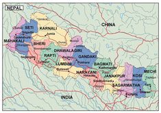 a map of nepal with the major cities