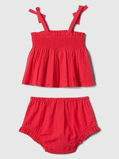 Baby Smocked Two-Piece Outfit Set Dresses Two Piece, Target Clothes, Baby Outfit, Square Necklines, Halloween Dress, Outfit Set, Club Dresses, Two Piece Outfit, Ruffle Trim