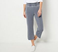 These cozy pants keep you comfy (and a little breezy, thanks to the cropped leg). Pull them on at the beach on a windy afternoon or for a quick trip to the grocery store, for comfort that makes every activity so much better! From AnyBody® Lounge and Sleepwear. Cozy Pants, Blue Night, Athletic Apparel, Jeans Jumpsuit, Skirt Suit, Fashion Styles, Grocery Store, Cropped Pants, T Shirt Top