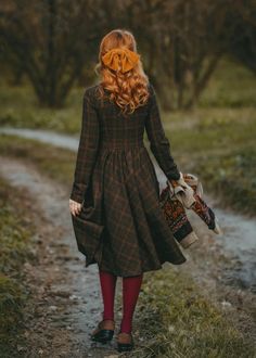 Long Sleeve Plaid Midi Dress For Fall, Plaid Long Sleeve Midi Dress For Fall, Long Sleeve Brown Plaid Dress For Fall, Long Sleeve Dark Academia Dresses For Fall, Dark Academia Long Sleeve Dresses For Fall, Midi-length Plaid Dress For Fall, Fitted Brown Plaid Dress For Fall, Plaid Tweed Dress For Fall, Vintage Plaid Dress For Fall