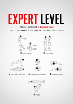 an exercise poster with instructions on how to do the exercises for beginners and advanced athletes