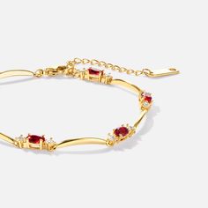 Elegant, unique & beautiful, this Amaranth Red Crystal Bracelet is the perfect statement bracelet to add to your jewelry collection. 18K gold plated, copper AAA cubic zirconia crystal Length: 6.3in (+ 1.6in adjustable) Hypoallergenic, lead & nickel free If you aren't in LOVE with your purchase, please let us know within 30 days of receiving your item, and you'll receive a stress-free refund.