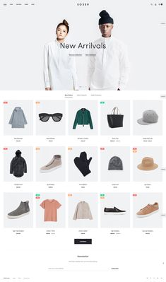 an image of a storefront page with clothing and accessories on it, including hats