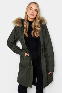 Shop LTS Tall Khaki Faux Fur Trim Parka at Yours Clothing. Discover women’s plus size clothing in sizes 10-36 with fast delivery. Faux Fur Parka, Fur Parka, Long Tall Sally, Tall Clothing, Fashion Hacks Clothes, Parka Coat, Cold Season, Tall Women, Denim Outfit