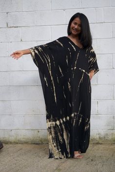 KAFTAN Black KaftanPlus size kaftan dressSummer party | Etsy Tie Dye Kaftan, Maxi Dress Boho, Boho Plus Size, Black Tie Dye, Dress Boho, House Dress, Kaftan Dress, Dress Maxi, Style House