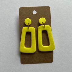 Questions? Leave A Comment Below! Handmade Yellow Rectangular Earrings, Yellow Earrings With Ear Wire For Everyday, Everyday Yellow Earrings With Ear Wire, Handmade Minimalist Yellow Earrings, Minimalist Handmade Yellow Earrings, Feather Earrings Silver, Gold Round Earrings, Bling Earrings, Earrings Clay