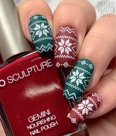 Christmas Nails Stamping, Christmas Stamp Nails, Christmas Nail Stamping Ideas, Amazonian Manatee, Christmas Nail Art Red, Nail Stamping Ideas, Dimension Nails, Stamp Nail Art, Christmas Nails Designs