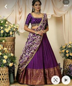 Saree Function, Model Blouse Designs, Lehenga Saree Design, Simple Lehenga, Simple Saree Designs, Long Gown Design, Half Saree Lehenga, Traditional Blouse Designs, Lehenga Designs Simple