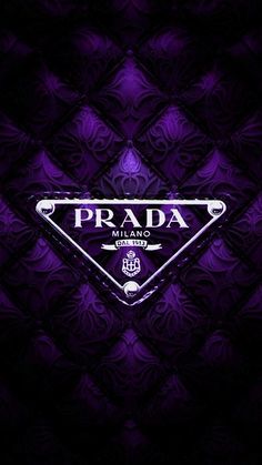 the prada logo on a purple background