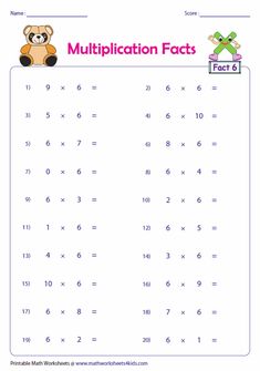 the worksheet for multiplying fractions with numbers and an image of a teddy