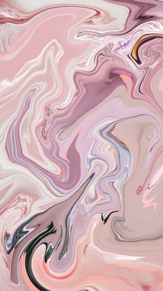 an abstract painting with pink, blue and green colors on it's surface is shown