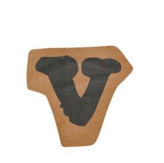 a brown and black sticker with the letter v on it