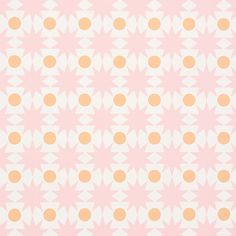 an orange and white geometric pattern on a pink background with circles in the shape of stars