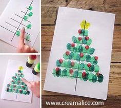 a piece of paper with a christmas tree made out of green and red circles on it