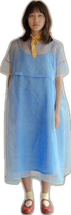 Blue Sheer Dress For Daywear, Blue Sheer Daywear Dresses, Blue Harajuku Dress For Summer, Clover Dress, Fairy Kei Sleeveless Blue Dress, Blue Fairy Kei Sleeveless Dress, Silk Organza, Say What, Dress 100