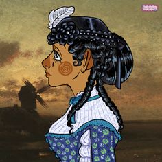 a painting of a woman with braids in her hair