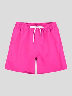 Homme Short De Bain À Cordon Unicolore Rose vif    Étoffe Unicolore Bas Pas de l'extensibilité  Men Clothing, size features are:Bust: ,Length: ,Sleeve Length: Pink Shorts Men, Best Shorts For Men, Tennis Attire, Swim Shorts Mens, Bathing Suit Shorts, Paisley Shorts, Pink Swim, Suit Swimsuit, Pink Men