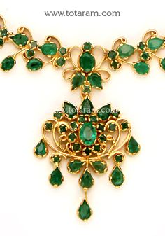 22 Karat Gold Emeralds Necklace & Drop Earrings Set - 235-GS3630 - in 33.200 Grams for USD $2880.34. 
Made in India by Totaram Jewelers Online this product is in Gold - 22 Karat BIS Hallmark 916 KDM Gold  & is an excellent gift for Adult - Women. Ships fully insured with secured guaranteed delivery for free with your order over $250 from New Jersey USA & comes with 30 days exchange policy. 22k Yellow Gold Emerald Necklace For Wedding, Festive 22k Gold Elegant Emerald Necklace, Traditional Yellow Gold Emerald Necklace For Formal Occasions, Traditional Yellow Gold Emerald Necklace For Formal Events, Elegant 22k Gold Emerald Necklace, Gold Emerald Necklace Hand Set Fine Jewelry, Elegant Green Emerald Necklace In 22k Gold, Formal Temple Jewelry Style Gold Emerald Necklace, Elegant 22k Gold Emerald Gemstone Necklace