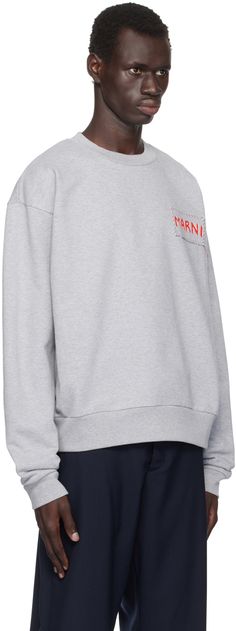 Organic cotton French terry sweatshirt. · Rib-knit crewneck, hem, and cuffs · Hand-stitched logo patch at chest Supplier color: Sodium French Terry, Patch Logo, Top Brands, Rib Knit, Organic Cotton, Crew Neck, Grey, Sweatshirts, ? Logo