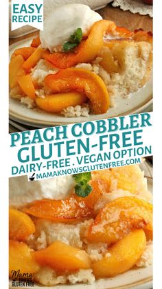 gluten free peach cobbler Slow Cooker Peach Cobbler, Gluten Free Cobbler, Cinnamon Sauce, Pillsbury Gluten Free, Peach Pie Filling, Fruit Cobbler, Peach Cobbler Recipe, Cobbler Recipe