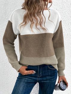 #Color_Coffee Style Over 50, Dressy Sweaters, Fall Sweaters For Women, Bandeau Tops, Pullover Mode, Elegant Sweater, Casual Chique, Winter Pullover, Comfortable Sweater