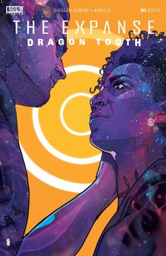 the expanse dragon tooth comic book cover with an image of two people facing each other