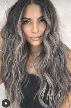 Dark Hair Ash Blonde Balayage, Mushroom Brown Color Melt, Beige Balayage On Black Hair, Dark Ash Grey Hair Color Highlights, Ash Blonde On Dark Brown Hair, Best Grey Coverage For Dark Hair, Grey Blonde Highlights On Dark Hair, Ash Blonde Face Framing Highlights, Black To Ash Blonde Balayage