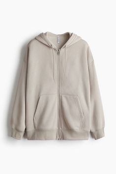 Oversized hooded sweatshirt jacket with a soft  brushed inside. Double-layered hood  zipper at front  and kangaroo pockets. Heavily dropped shoulders  long sleeves  and ribbing at cuffs and hem. Oversized Hooded Jacket, Oversized Zip Up Hoodie, Hooded Sweatshirt, Hooded Jacket, Kangaroo, Hooded Sweatshirts, Zip Ups, H&m, Long Sleeves