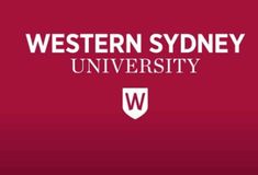 the western sydney university logo on a red background