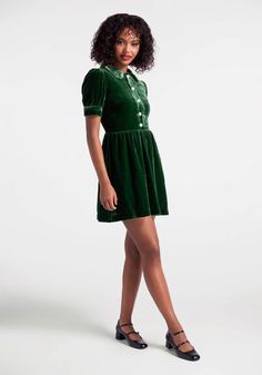 Such A Stunner Velvet Shirt Dress | ModCloth Boarding School Outfits, Outfits Uggs, New Year Dresses, Velvet Shirt Dress, Body Positive Fashion, Plaid Clothing, Plus Size Shirt Dress, Outfits Long Sleeve, Pleated Shirt Dress