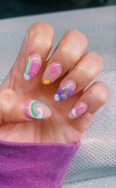 Bears Nails, Nagellack Trends, Colorful Nail, Almond Nails Designs, Really Cute Nails, Short Acrylic Nails Designs, Fire Nails, Funky Nails