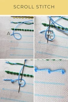 the instructions for how to make a cross stitch pattern on a piece of cloth with yarn