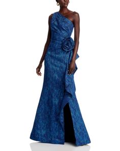 Teri Jon by Rickie Freeman Jacquard One Shoulder Gown Hugo Boss Shop, The Office Wedding, Jacquard Gown, Mob Dress, Mother Of Bride Outfits, Teri Jon, One Shoulder Gown, Mob Dresses, Baby Trend