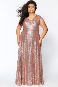 Plus Size Formal Wear, Rose Gold Dresses, Sparkle Outfits, Plus Size Evening Gowns, Plus Size Bridal Dresses, Dresses Materials, Plus Size Evening Gown, Closet Store, Expensive Dresses