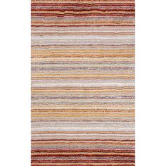 a multicolored striped rug on a white background