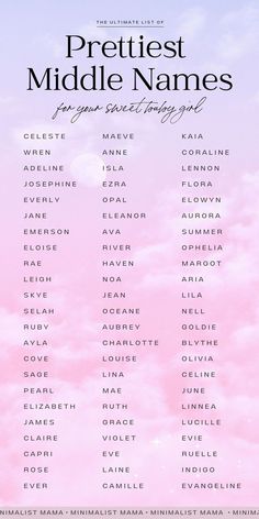 the greatest middle names for your special event in front of a pink sky with clouds