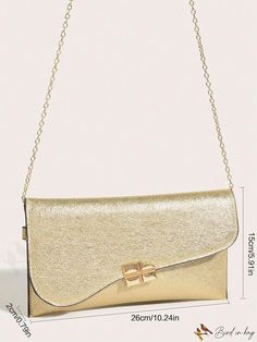 BirdinBag - Stylish Gold Flap Envelope Bag with Metallic Metal Decor Gold Satchel With Hasp Closure, Gold Satchel With Hasp Closure For Formal Occasions, Formal Gold Satchel With Hasp Closure, Elegant Envelope Box Bag For Daily Use, Elegant Gold Satchel With Hasp Closure, Gold Pouch Flap Bag For Evening, Elegant Envelope Travel Bag, Gold Bags With Hasp Closure For Formal Occasions, Gold Bags With Hasp Closure For Formal Events